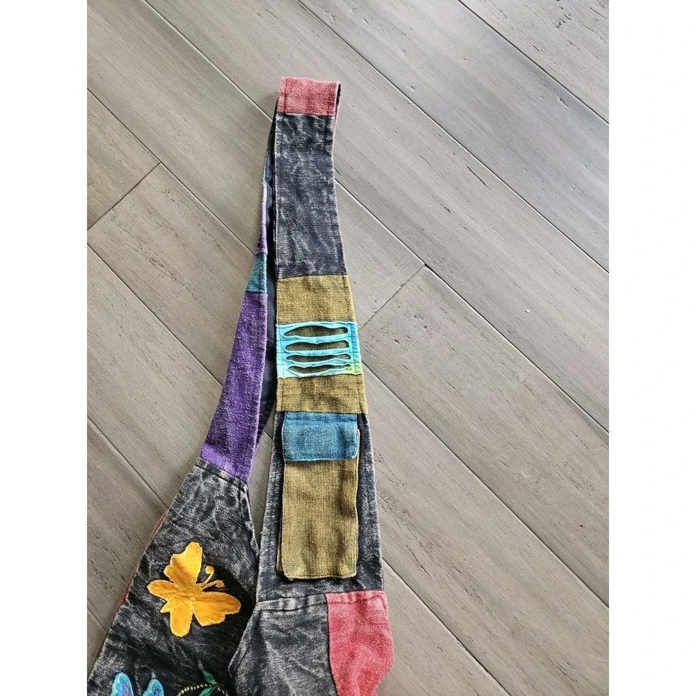 Paths Of Spirit Crossbody Monk Bag Cotton Tote Phone Holder Boho Hemp - Picture 4 of 15